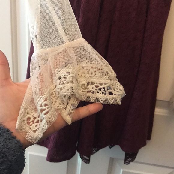 Free people romantic victorian dress lace sheer xs 0 - Picture 2 of 5